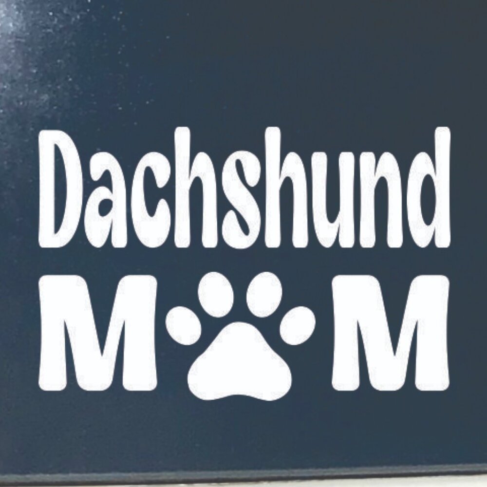 White Dachshund Dog Mom Vinyl Window Decal
